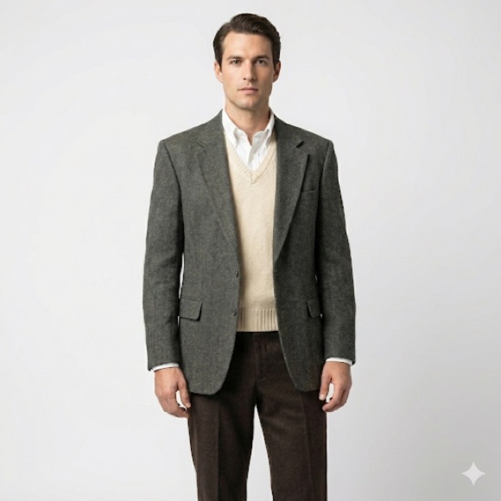 Robert Stock Camel Hair Wool Blazer Herringbone Tailored 42R